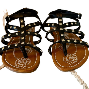 NWT CHEROKEE girls Black & Silver Sandals size 13